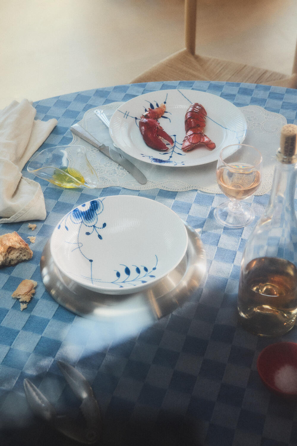 Blå Mega Riflet skål - 110 cl